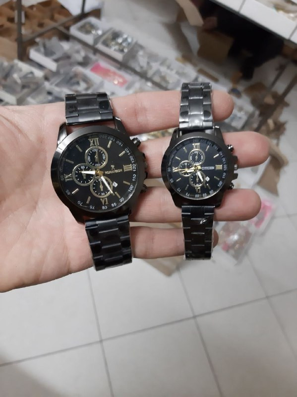 ست ساعت زنانه و مردانه مارک سیتیزن بنداستیل مشکی 369394