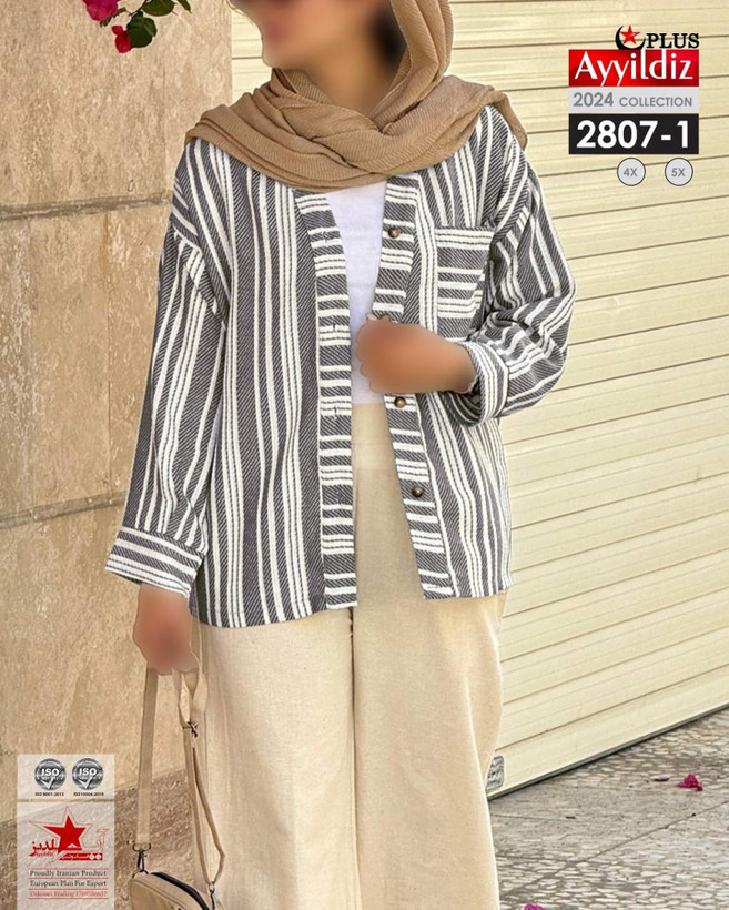 مانتو کتی جلو دکمه زنانه سایز بزرگ کد 2807