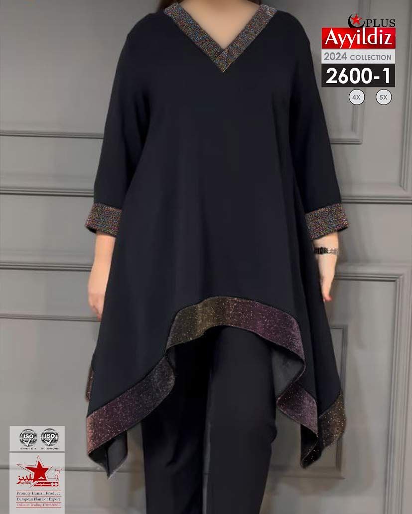 تونیک مجلسی زنانه یقه هفت سایز بزرگ کد 2600