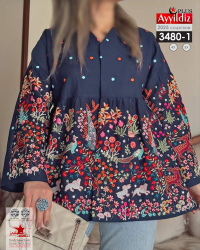 مانتو کوتاه جلو باز زنانه سایز بزرگ کد 3480