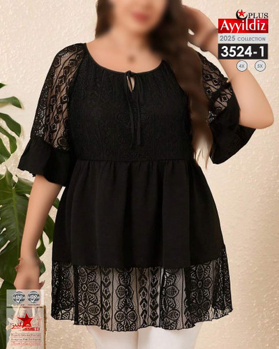 شومیز مجلسی گیپور دار زنانه سایز بزگ کد 3524