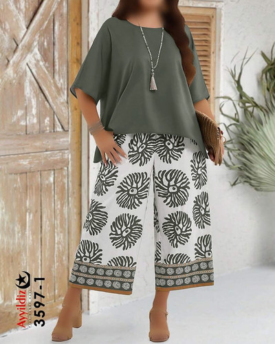 ست شومیز شلوار زنانه مجلسی سایز بزرگ کد 3597
