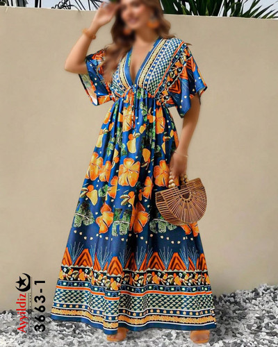پیراهن ساحلی زنانه سایز بزرگ کد 3663
