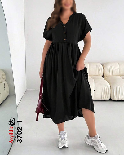 پیراهن پاییزه زنانه سایز بزرگ کد 3702