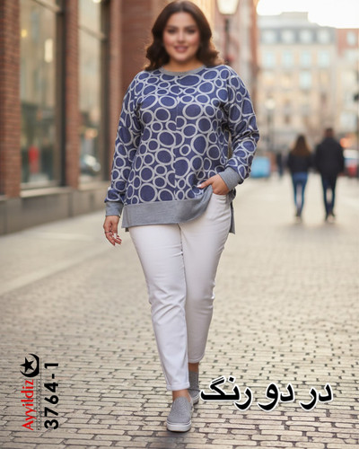 بلوز زنانه لانگ آستین بلند گرم سایز بزرگ مدل ٣٧۶۴