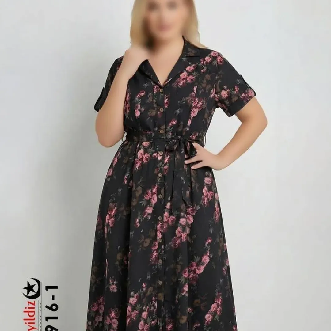 پیراهن بلند سایز بزرگ زنانه کد 3916