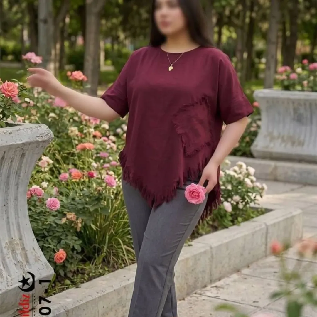 شومیز مانتویی سایز بزرگ زنانه کد 7407
